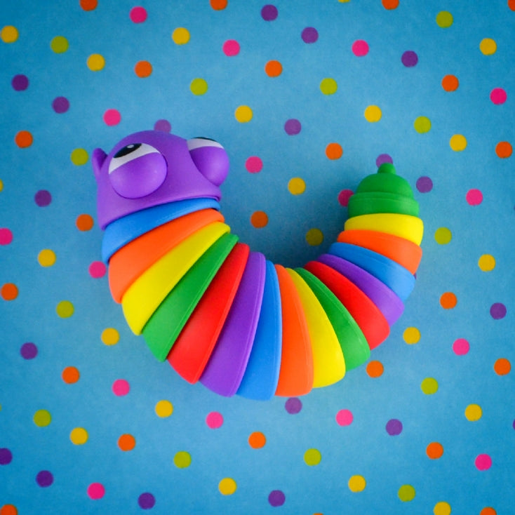 Wriggly Worm Fidget Toy,Featuring an ultra-bright and colourful design, this Krazy Wriggly Worm Fidget Toy is a great alternative to a stress ball or pop bubble fidget. This fun little worm is both bright and colourful. Plus, as you wiggle the worm, the clickity-clack of the body promises to cheer you up as you play. This sensory toy promises hours of fun and can have a serious soothing or calming effect on anyone who likes to fidget. They can help to enhance a person's dexterity and improve coordination an