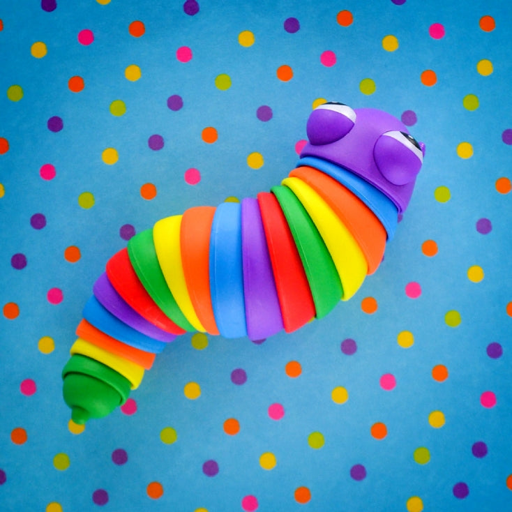 Wriggly Worm Fidget Toy,Featuring an ultra-bright and colourful design, this Krazy Wriggly Worm Fidget Toy is a great alternative to a stress ball or pop bubble fidget. This fun little worm is both bright and colourful. Plus, as you wiggle the worm, the clickity-clack of the body promises to cheer you up as you play. This sensory toy promises hours of fun and can have a serious soothing or calming effect on anyone who likes to fidget. They can help to enhance a person's dexterity and improve coordination an